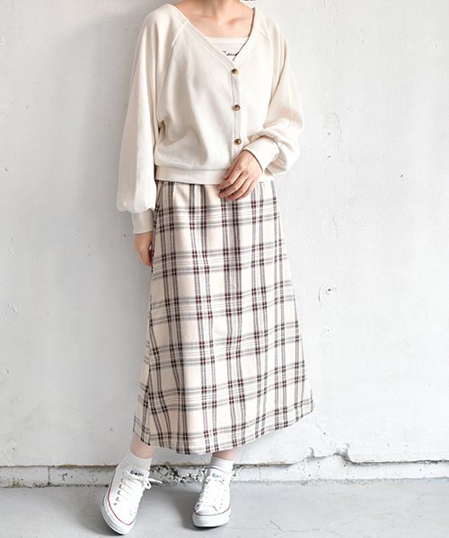 PairPair(ペアペア)の「チェック柄マーメイドスカート(スカート・レディース・ベージュ/ライトグレー・FREE)」の12枚目の写真