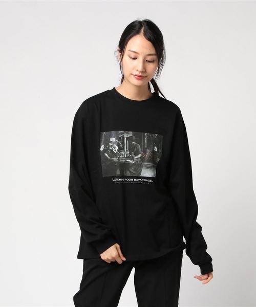 ottilie(オティーリエ)の「フォトプリントロンT カフェ(Tシャツ/カットソー・レディース・ブラック/オフホワイト/モカ・FREE)」の11枚目の写真