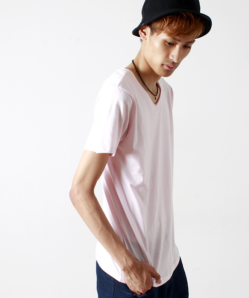 WEGO（ウィゴー）の「WEGO/VネックTシャツ（Tシャツ/カットソー・メンズ・ライトピンク/ホワイト/ブラック/ブルー・LARGE/MEDIUM）」の4枚目の写真