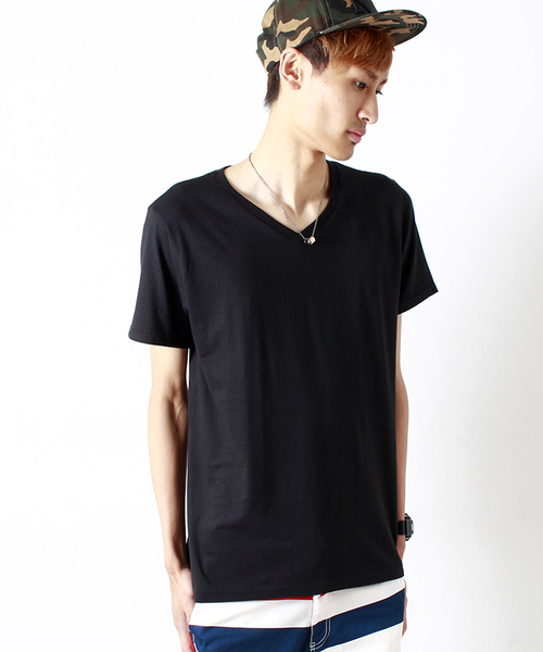 WEGO（ウィゴー）の「WEGO/VネックTシャツ（Tシャツ/カットソー・メンズ・ライトピンク/ホワイト/ブラック/ブルー・LARGE/MEDIUM）」の2枚目の写真