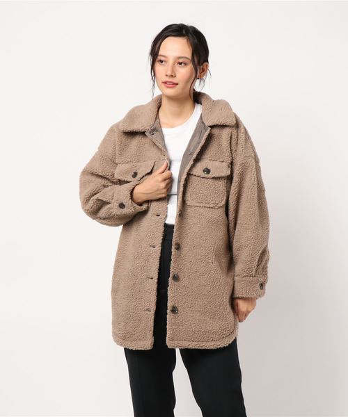 STYLEBLOCK（スタイルブロック）の「ビッグシルエットボアCPOジャケット（ミリタリージャケット・レディース・アイボリー/ライトベージュ/ベージュ/キャメル/ブラック・M）」の5枚目の写真