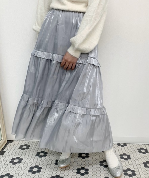 apres jour（アプレジュール）の「キラキラクロスフリルスカート【ZOZOTOWN限定アイテム】（スカート・レディース・ベージュ/ライトグレー/アイボリー・フリー）」の2枚目の写真