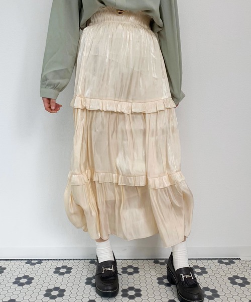 apres jour（アプレジュール）の「キラキラクロスフリルスカート【ZOZOTOWN限定アイテム】（スカート・レディース・ベージュ/ライトグレー/アイボリー・フリー）」の9枚目の写真