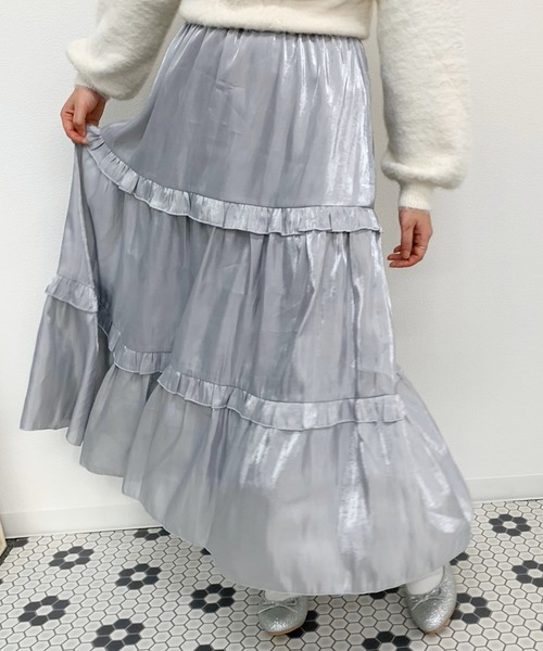 apres jour（アプレジュール）の「キラキラクロスフリルスカート【ZOZOTOWN限定アイテム】（スカート・レディース・ベージュ/ライトグレー/アイボリー・フリー）」の14枚目の写真