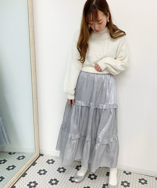 apres jour（アプレジュール）の「キラキラクロスフリルスカート【ZOZOTOWN限定アイテム】（スカート・レディース・ベージュ/ライトグレー/アイボリー・フリー）」の16枚目の写真