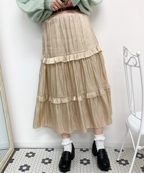 apres jour（アプレジュール）の「キラキラクロスフリルスカート【ZOZOTOWN限定アイテム】（スカート・レディース・ベージュ/ライトグレー/アイボリー・フリー）」の7枚目の写真