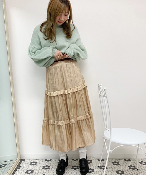 apres jour（アプレジュール）の「キラキラクロスフリルスカート【ZOZOTOWN限定アイテム】（スカート・レディース・ベージュ/ライトグレー/アイボリー・フリー）」の8枚目の写真