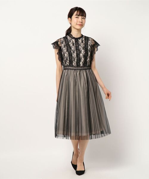 ワンピース ドレスレース プリーツラッフルスリーブドレス ドレス Jines ジネス のファッション 玄関先迄納品 超熱