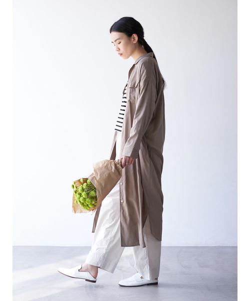 AMERICAN HOLIC（アメリカンホリック）の「Wポケット開襟シャツワンピース（ワンピース・レディース・チャコールグレー/ライトベージュ/ストライプ/ドット/モカ・M/L）」の16枚目の写真