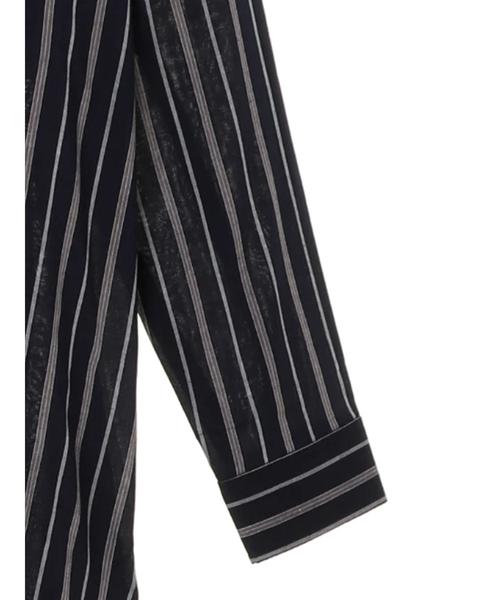 AMERICAN HOLIC（アメリカンホリック）の「Wポケット開襟シャツワンピース（ワンピース・レディース・チャコールグレー/ライトベージュ/ストライプ/ドット/モカ・M/L）」の9枚目の写真