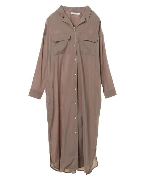 AMERICAN HOLIC（アメリカンホリック）の「Wポケット開襟シャツワンピース（ワンピース・レディース・チャコールグレー/ライトベージュ/ストライプ/ドット/モカ・M/L）」の17枚目の写真