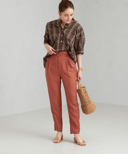 green label relaxing（グリーンレーベルリラクシング）の「FFC 50/- ブロード スタンドカラー ブラウス（シャツ/ブラウス・レディース・ブラウン/ホワイト/コバルトブルー/モカ・FREE）」の5枚目の写真