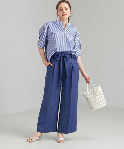 green label relaxing（グリーンレーベルリラクシング）の「FFC 50/- ブロード スタンドカラー ブラウス（シャツ/ブラウス・レディース・ブラウン/ホワイト/コバルトブルー/モカ・FREE）」の20枚目の写真