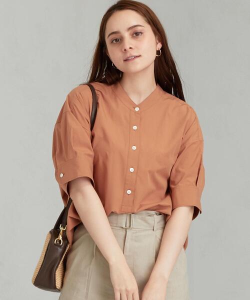 green label relaxing（グリーンレーベルリラクシング）の「FFC 50/- ブロード スタンドカラー ブラウス（シャツ/ブラウス・レディース・ブラウン/ホワイト/コバルトブルー/モカ・FREE）」の19枚目の写真