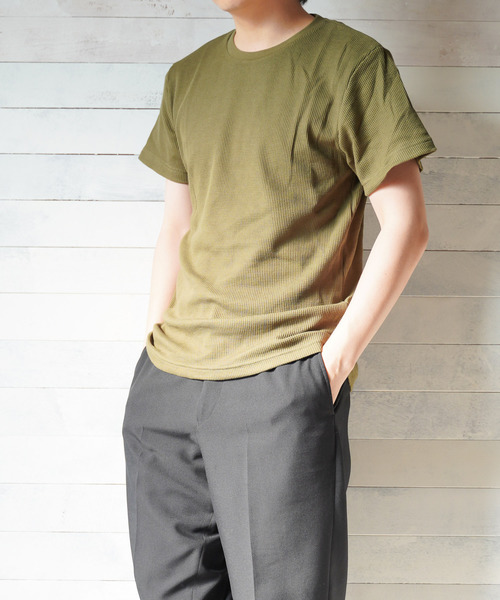 INNOCENT(イノセント)の「サーマル半袖クルーネックTシャツ(Tシャツ/カットソー・レディース・ホワイト/サックスブルー/ネイビー/ピンク/カーキ/グレー/ブラック・X-LARGE/MEDIUM/LARGE)」の4枚目の写真