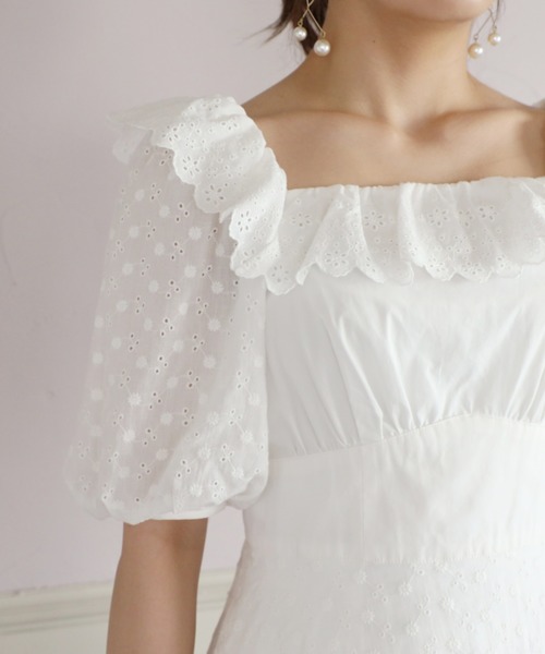 one after another NICE CLAUP(ワンアフターアナザーナイスクラップ)の「ティアードフリルワンピース(ワンピース・レディース・オフホワイト/ベージュ・FREE)」の12枚目の写真