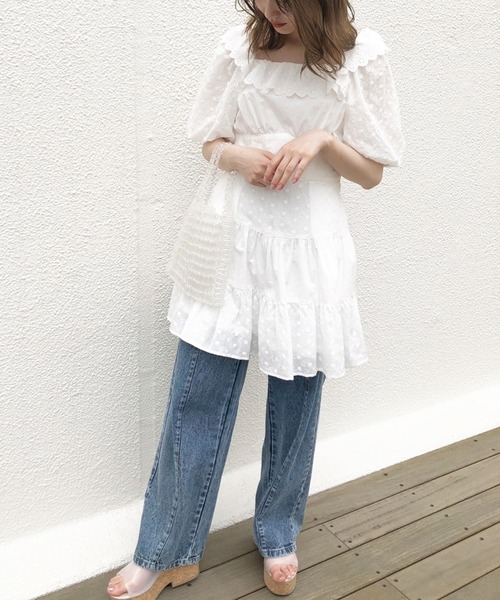 one after another NICE CLAUP(ワンアフターアナザーナイスクラップ)の「ティアードフリルワンピース(ワンピース・レディース・オフホワイト/ベージュ・FREE)」の17枚目の写真