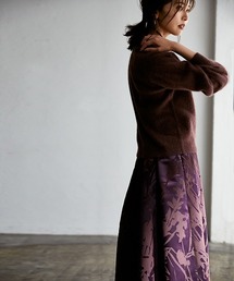 FRAY I.D フレアスカート パープル フロッキープリント（未使用タグ付き） FRAY I.D フレアスカート パープル フロッキープリント（未使用