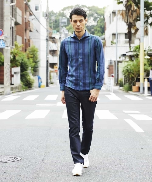 MICHEL KLEIN HOMME   （ミッシェルクランオム）の「シャツ（ラッセルリバーチェック）（Tシャツ/カットソー・メンズ・ベージュ/パープル/ネイビー・MEDIUM/LARGE/X-LARGE）」の8枚目の写真