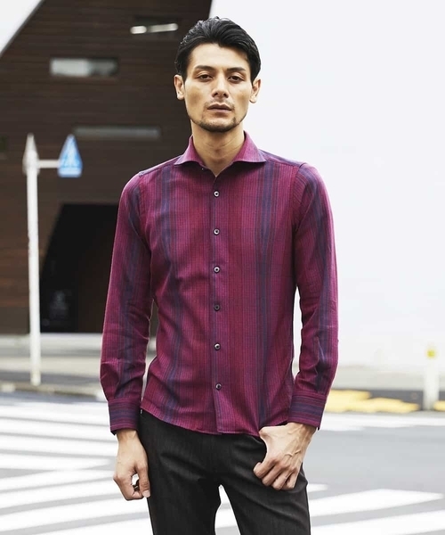 MICHEL KLEIN HOMME   （ミッシェルクランオム）の「シャツ（ラッセルリバーチェック）（Tシャツ/カットソー・メンズ・ベージュ/パープル/ネイビー・MEDIUM/LARGE/X-LARGE）」の13枚目の写真