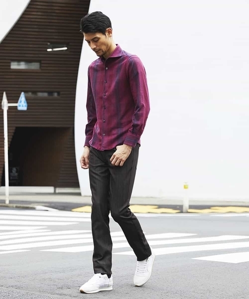 MICHEL KLEIN HOMME   （ミッシェルクランオム）の「シャツ（ラッセルリバーチェック）（Tシャツ/カットソー・メンズ・ベージュ/パープル/ネイビー・MEDIUM/LARGE/X-LARGE）」の14枚目の写真