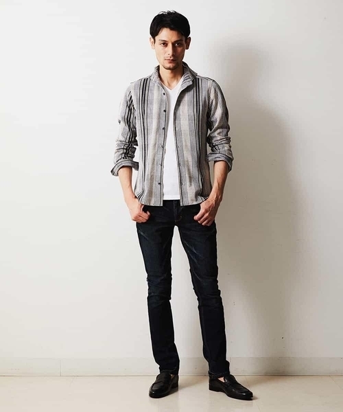 MICHEL KLEIN HOMME   （ミッシェルクランオム）の「シャツ（ラッセルリバーチェック）（Tシャツ/カットソー・メンズ・ベージュ/パープル/ネイビー・MEDIUM/LARGE/X-LARGE）」の16枚目の写真