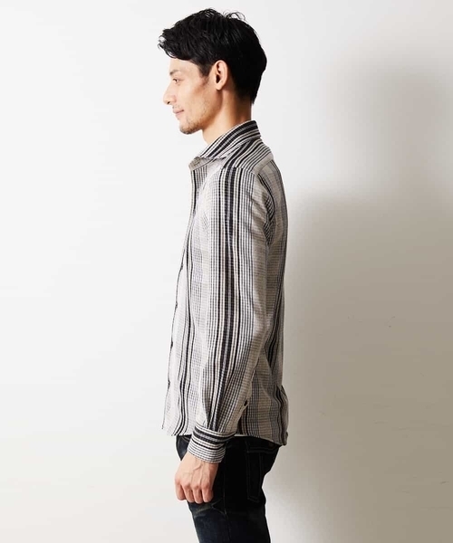 MICHEL KLEIN HOMME   （ミッシェルクランオム）の「シャツ（ラッセルリバーチェック）（Tシャツ/カットソー・メンズ・ベージュ/パープル/ネイビー・MEDIUM/LARGE/X-LARGE）」の17枚目の写真