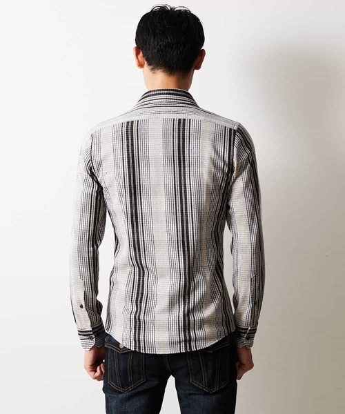 MICHEL KLEIN HOMME   （ミッシェルクランオム）の「シャツ（ラッセルリバーチェック）（Tシャツ/カットソー・メンズ・ベージュ/パープル/ネイビー・MEDIUM/LARGE/X-LARGE）」の18枚目の写真