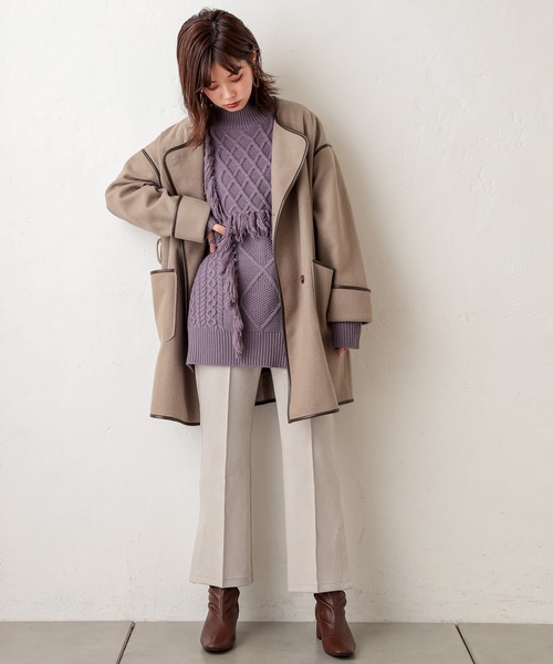 natural couture（ナチュラルクチュール）の「ポンチスエードセンタープレスパンツ（その他パンツ・レディース・サックスブルー/アイボリー/モカ/グレイッシュベージュ・FREE）」の9枚目の写真