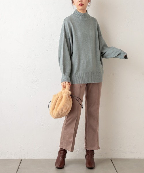 natural couture（ナチュラルクチュール）の「ポンチスエードセンタープレスパンツ（その他パンツ・レディース・サックスブルー/アイボリー/モカ/グレイッシュベージュ・FREE）」の14枚目の写真