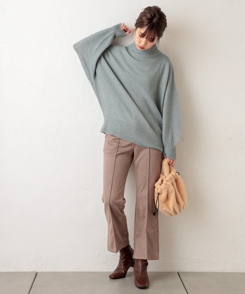 natural couture（ナチュラルクチュール）の「ポンチスエードセンタープレスパンツ（その他パンツ・レディース・サックスブルー/アイボリー/モカ/グレイッシュベージュ・FREE）」の15枚目の写真