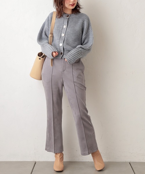 natural couture（ナチュラルクチュール）の「ポンチスエードセンタープレスパンツ（その他パンツ・レディース・サックスブルー/アイボリー/モカ/グレイッシュベージュ・FREE）」の21枚目の写真