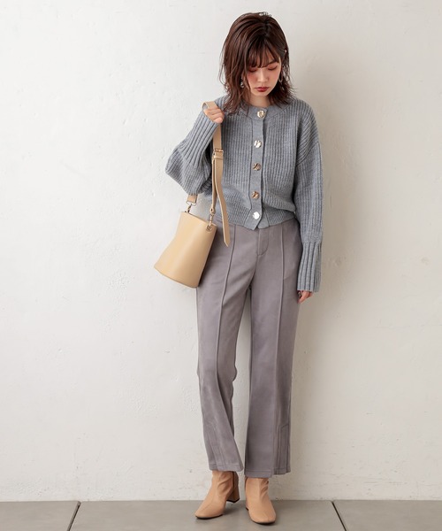 natural couture（ナチュラルクチュール）の「ポンチスエードセンタープレスパンツ（その他パンツ・レディース・サックスブルー/アイボリー/モカ/グレイッシュベージュ・FREE）」の20枚目の写真