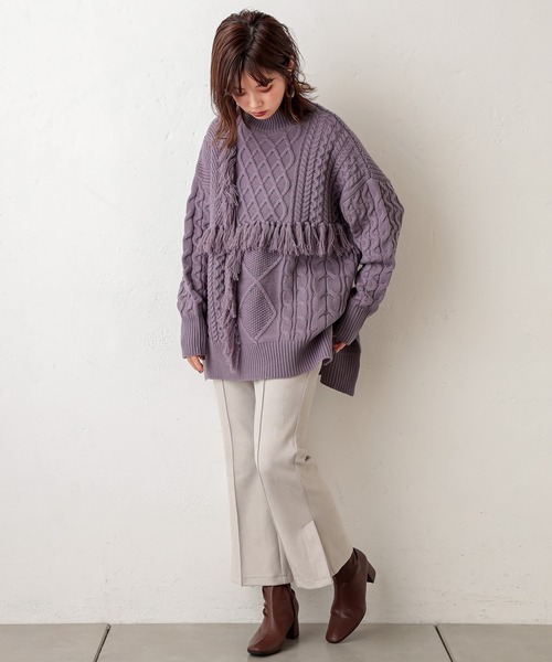 natural couture（ナチュラルクチュール）の「ポンチスエードセンタープレスパンツ（その他パンツ・レディース・サックスブルー/アイボリー/モカ/グレイッシュベージュ・FREE）」の8枚目の写真