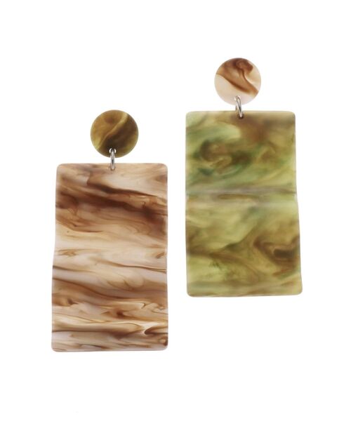 MURUA（ムルーア）の「バイカラーウェーブマーブルピアス（ピアス（両耳用）・レディース・カーキ/マスタード・FREE）」の7枚目の写真