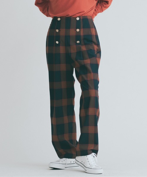 CHILLEA チェックストレートパンツ サイズ38 CHILLEA チェックストレートパンツ サイズ38