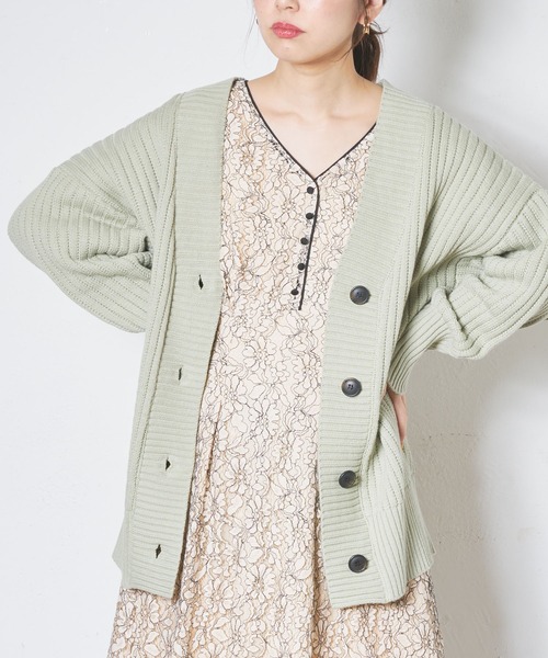 natural couture(ナチュラルクチュール)の「太リブミドルカーディガン(カーディガン/ボレロ・レディース・オフホワイト/グレー/ライトベージュ/カーキ・FREE)」の18枚目の写真