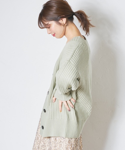 natural couture(ナチュラルクチュール)の「太リブミドルカーディガン(カーディガン/ボレロ・レディース・オフホワイト/グレー/ライトベージュ/カーキ・FREE)」の19枚目の写真