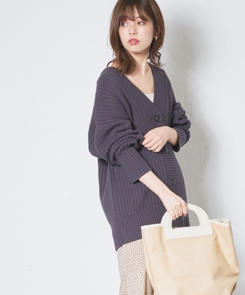natural couture(ナチュラルクチュール)の「太リブミドルカーディガン(カーディガン/ボレロ・レディース・オフホワイト/グレー/ライトベージュ/カーキ・FREE)」の12枚目の写真