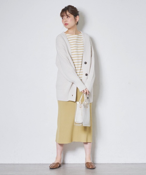 natural couture(ナチュラルクチュール)の「太リブミドルカーディガン(カーディガン/ボレロ・レディース・オフホワイト/グレー/ライトベージュ/カーキ・FREE)」の11枚目の写真