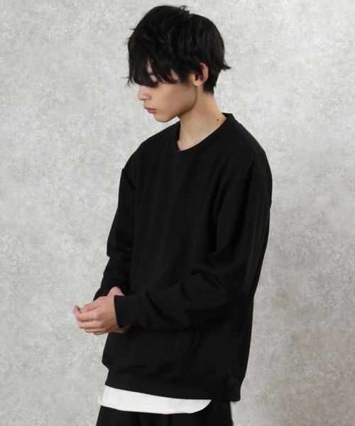 make a ray!（メイク ア レイ！）の「ダンボールニット ビッグシルエット クルーネック スウェット/ライトトレーナー（スウェット・メンズ・ブラック/ベージュ/ピンク・M/L/XL）」の4枚目の写真