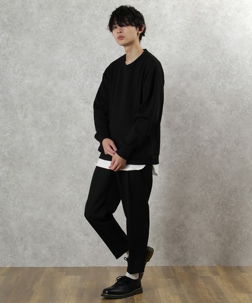 make a ray!（メイク ア レイ！）の「ダンボールニット ビッグシルエット クルーネック スウェット/ライトトレーナー（スウェット・メンズ・ブラック/ベージュ/ピンク・M/L/XL）」の20枚目の写真