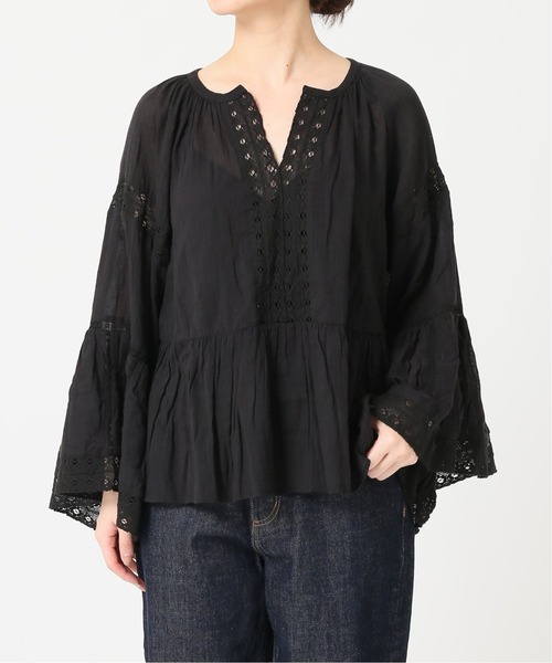 SLOBE IENA（スローブイエナ）の「【SARA MALLIKA】COTTON GAUZE ビックレースブラウス【手洗い可】◆（シャツ/ブラウス・レディース・ブラック/ホワイト・FREE）」の8枚目の写真