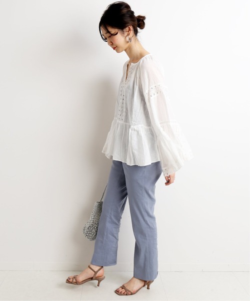 SLOBE IENA（スローブイエナ）の「【SARA MALLIKA】COTTON GAUZE ビックレースブラウス【手洗い可】◆（シャツ/ブラウス・レディース・ブラック/ホワイト・FREE）」の10枚目の写真