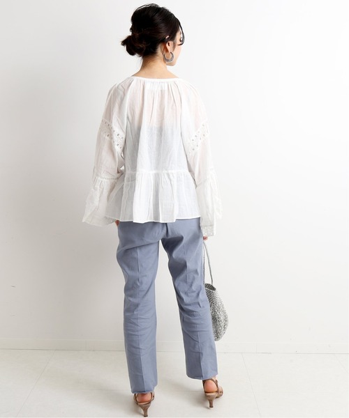 SLOBE IENA（スローブイエナ）の「【SARA MALLIKA】COTTON GAUZE ビックレースブラウス【手洗い可】◆（シャツ/ブラウス・レディース・ブラック/ホワイト・FREE）」の11枚目の写真