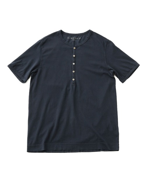 CIRCOLO 1901（チルコロ 1901）の「CIRCOLO  1901/ヘンリーネック（Tシャツ/カットソー・メンズ・ピンク/ブラック/ネイビー・S/M/XS）」の3枚目の写真