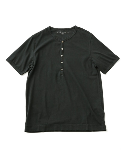CIRCOLO 1901（チルコロ 1901）の「CIRCOLO  1901/ヘンリーネック（Tシャツ/カットソー・メンズ・ピンク/ブラック/ネイビー・S/M/XS）」の2枚目の写真