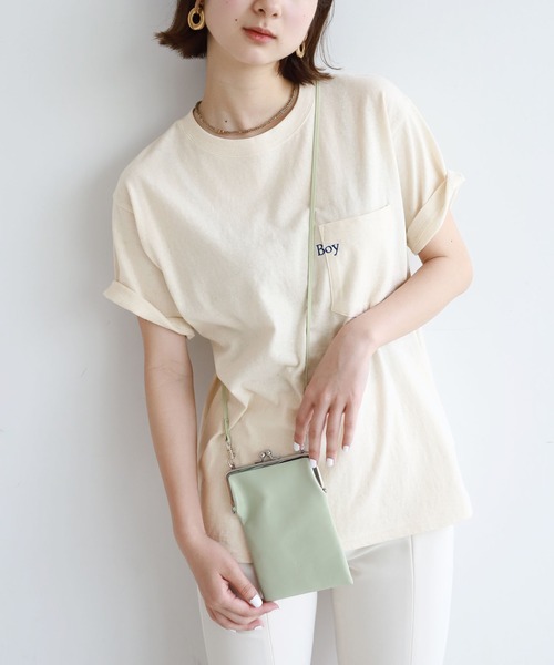 SLOBE citron.（スローブシトロン）の「SLOBE citron. BOY Tシャツ【手洗い可能】◆（Tシャツ/カットソー・レディース・ブラウン/ナチュラル/イエロー・FREE）」の2枚目の写真