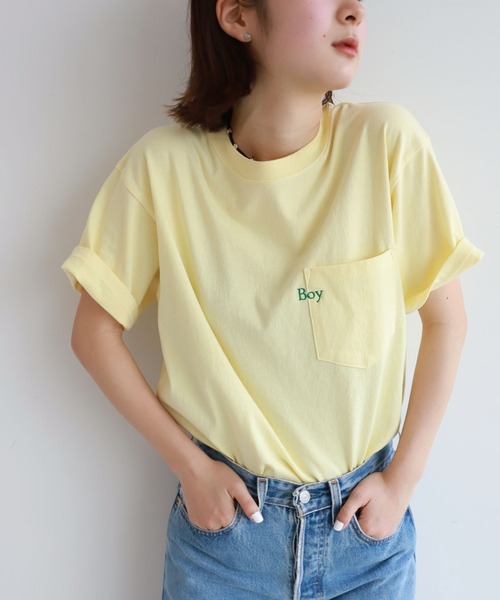 SLOBE citron.（スローブシトロン）の「SLOBE citron. BOY Tシャツ【手洗い可能】◆（Tシャツ/カットソー・レディース・ブラウン/ナチュラル/イエロー・FREE）」の3枚目の写真