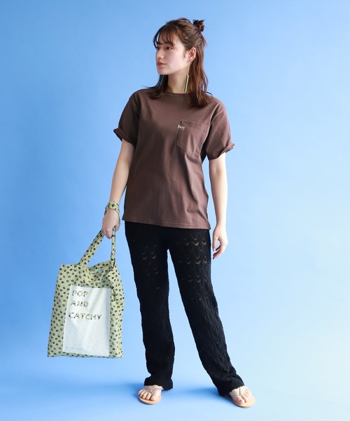 SLOBE citron.（スローブシトロン）の「SLOBE citron. BOY Tシャツ【手洗い可能】◆（Tシャツ/カットソー・レディース・ブラウン/ナチュラル/イエロー・FREE）」の4枚目の写真